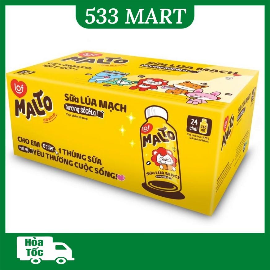 [HỎA TỐC HCM] Thùng 24 chai Sữa Lúa Mạch Lof Malto hương Socola chai 240ml
