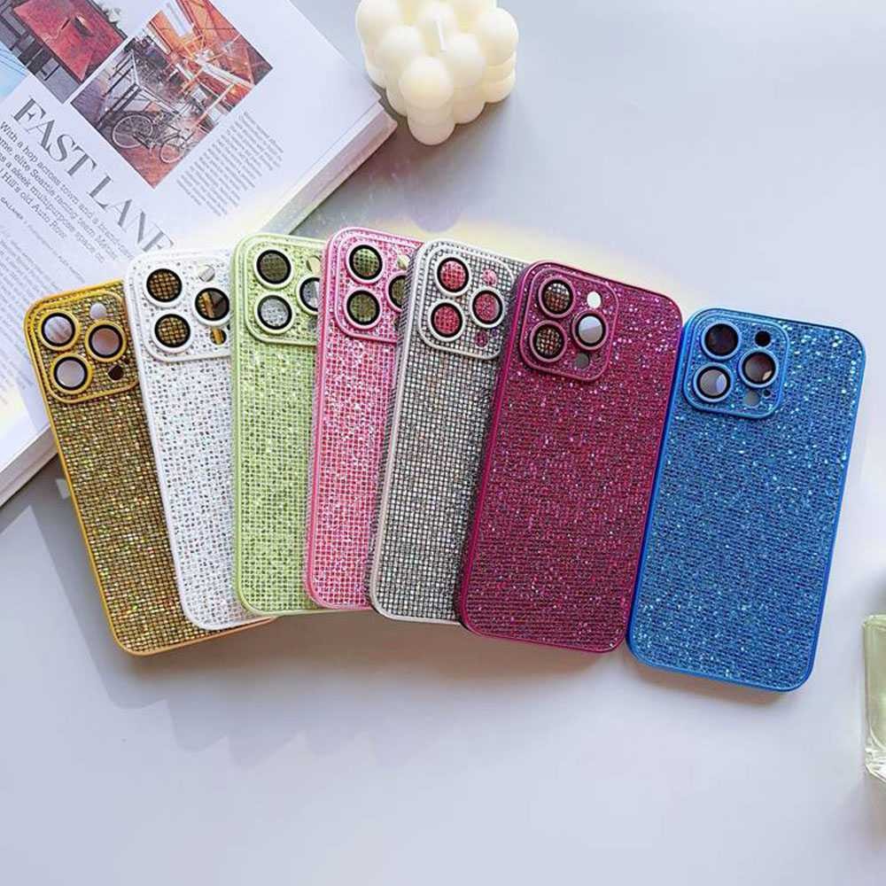 Cho iPhone Vỏ Kim Cương Trang Trí Ống Kính Bảo Vệ Màn Hình Vỏ Bảo Vệ Cho Apple iPhone 11 12 13 14 15 16 Pro Max Vỏ Điện Thoại