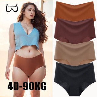 Zxyouping 1 / 3 Quần lót liền mạch bằng lụa băng cạp cao dành cho nữ Plus Size Quần lót gợi cảm Quần lót nữ Quần lót thoải mái và thoáng khí