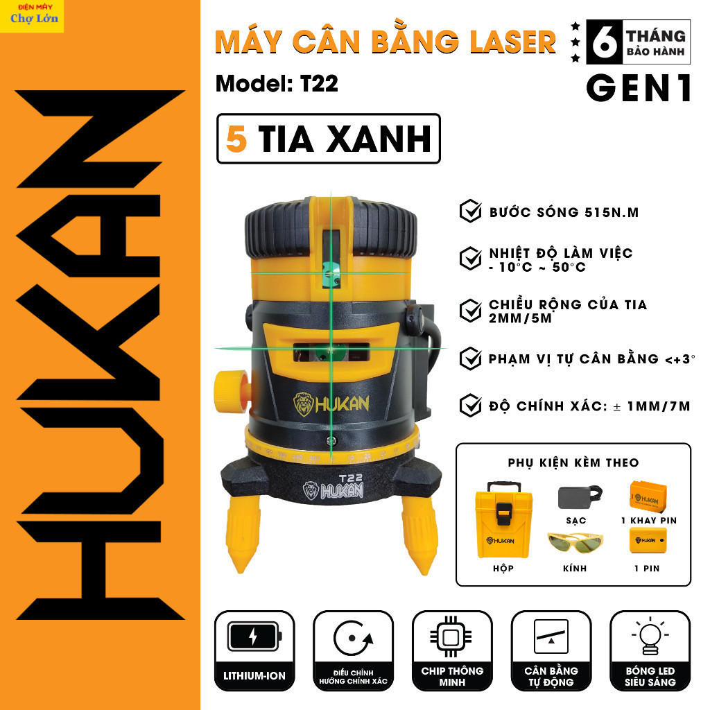 [Chính hãng] Máy Cân Bằng Laze HUKAN HK-T22 - Máy cân mực Hukan chính hãng điện máy chợ lớn