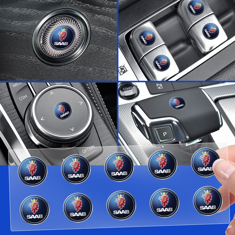 10 Chiếc Cửa Sổ Ô Tô Nâng Nút Miếng Dán Vô Lăng Decal Nội Thất Ô Tô Hàng Cho SAAB 9-7X 9-4X 9-2X 9-3