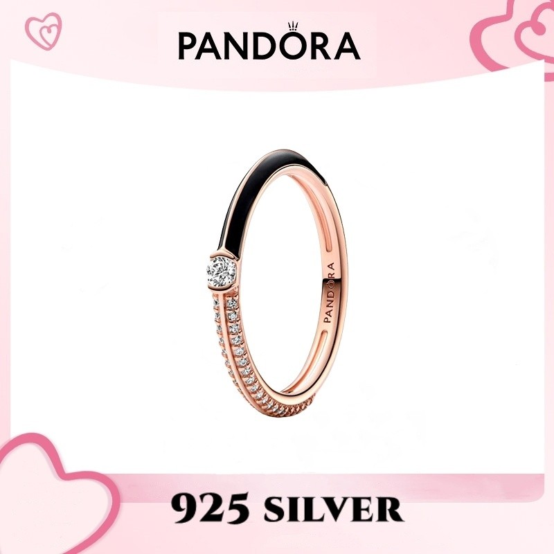 Vòng tay Pandora bạc S925 EMPavé và nhẫn đôi màu đen