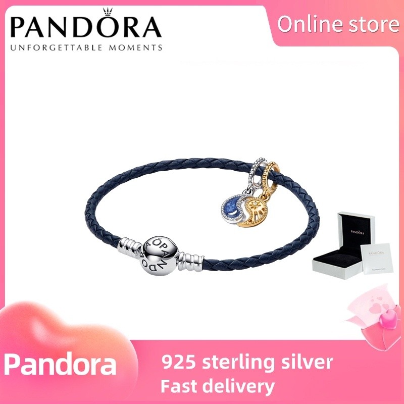 Pandora Bạc S925 - Bộ Vòng Tay Mặt Trời Và Mặt Trăng Có Thể Chia Đôi
