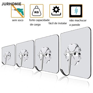 Jurhomie 1 / 3 Móc treo liền mạch, Móc tự dính trong suốt không đục lỗ, Móc treo tường chắc chắn đa năng chịu tải nặng