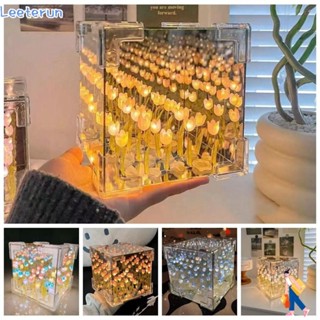 Đèn ngủ hoa Tulip LEETERUN, 21 bông hoa Handmade DIY LED trang trí ban đêm, 2024 Sáng tạo Acrylic Không bao gồm túi quà tặng Hoa Tulip Đèn bàn Quà tặng sinh nhật