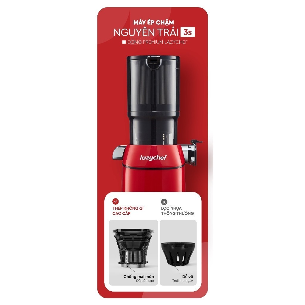 Máy Ép Chậm Lớn Lazychef Ép Nguyên Quả 3S Premium, Máy Ép Chậm Công Nghiệp