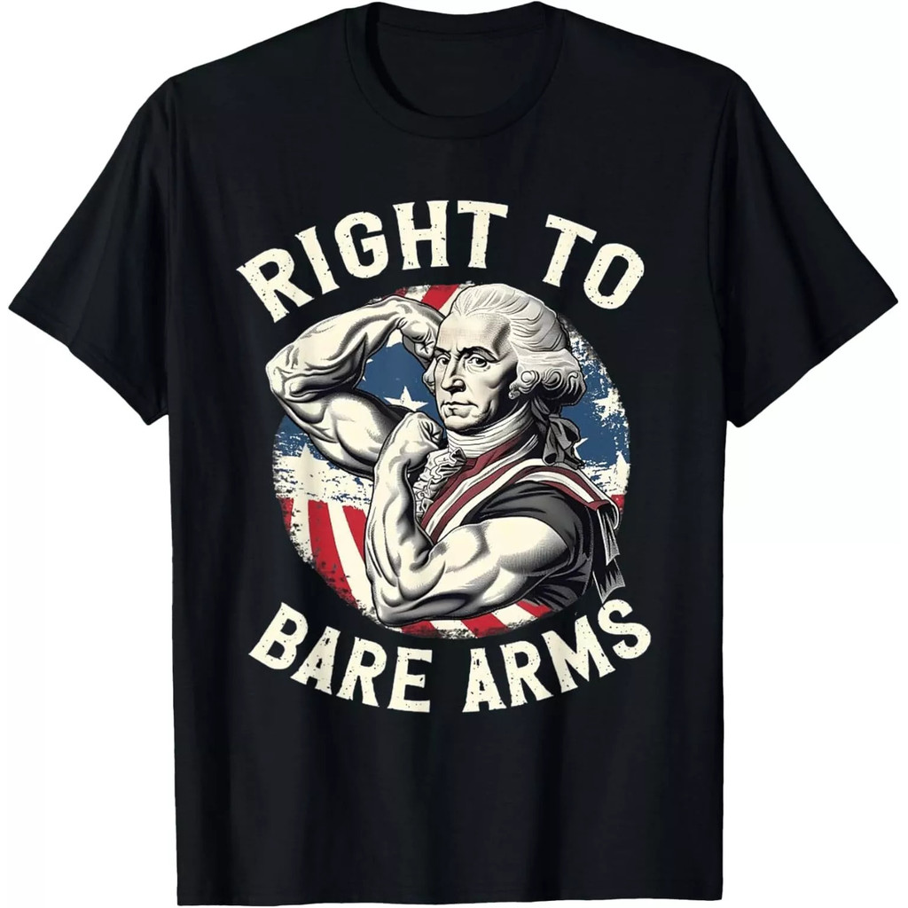 Áo thun Right To Bare Arms 4th of July Funny Gym George Washington