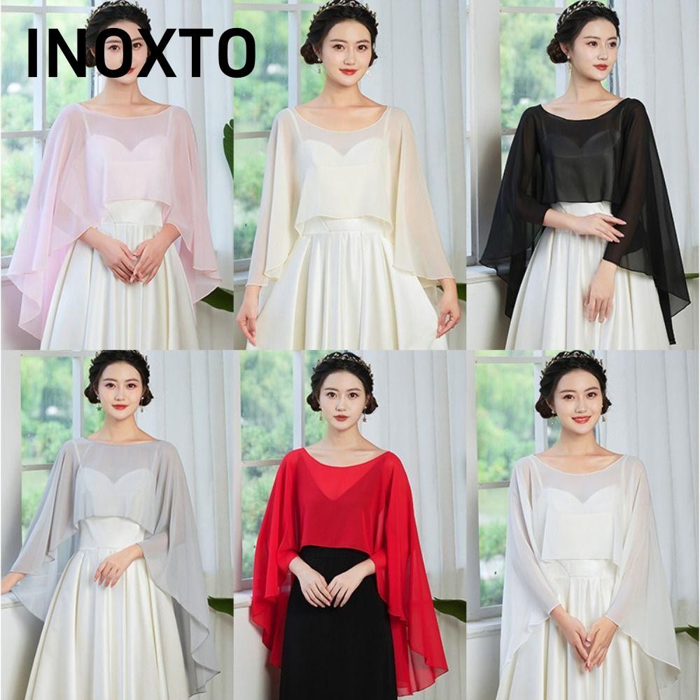 INOXTO Khăn choàng cô dâu , Khăn choàng cô dâu đám cưới nhiều màu, Khăn choàng vải tuyn Cosplay dành cho nữ