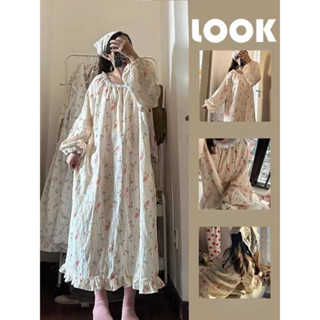  Cô Gái Ngọt Ngào Dài Tay Bộ Đồ Ngủ Nữ Xuân Thu Phong Cách 2024 Phong Cách Mới Rời Thường Ngày Váy Ngủ Nhà Phục Vụ Phụ Nữ 