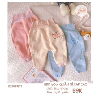  Goodmama - Quần dài cạp cao nỉ lông dày dặn cho bé trai bé gái từ sơ sinh đến 6 tháng 