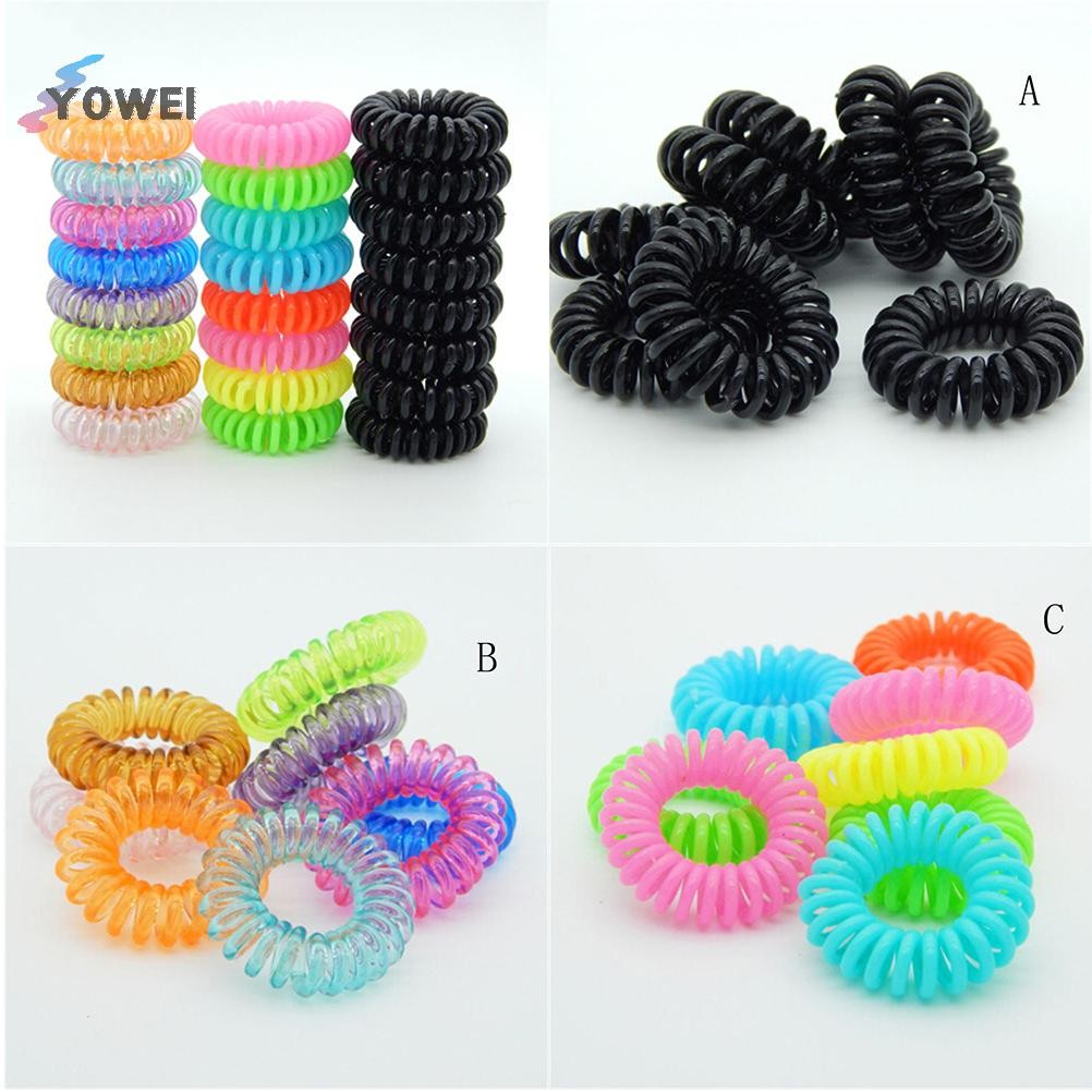 YOWEI 10 Chiếc Dây Buộc Tóc Nhựa Xoắn Ốc Dây Buộc Tóc Không Nhăn Cuộn Dây Buộc Tóc Đuôi Ngựa VN