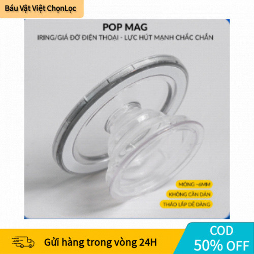 Popsocket Magsafe gập gọn, hít nam châm chắc chắn, thiết kế trong suốt cho iPhone, máy tính bảng