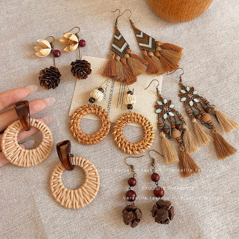 Bông tai Bohemian Bông tai lông vũ cao cấp dành cho nữ