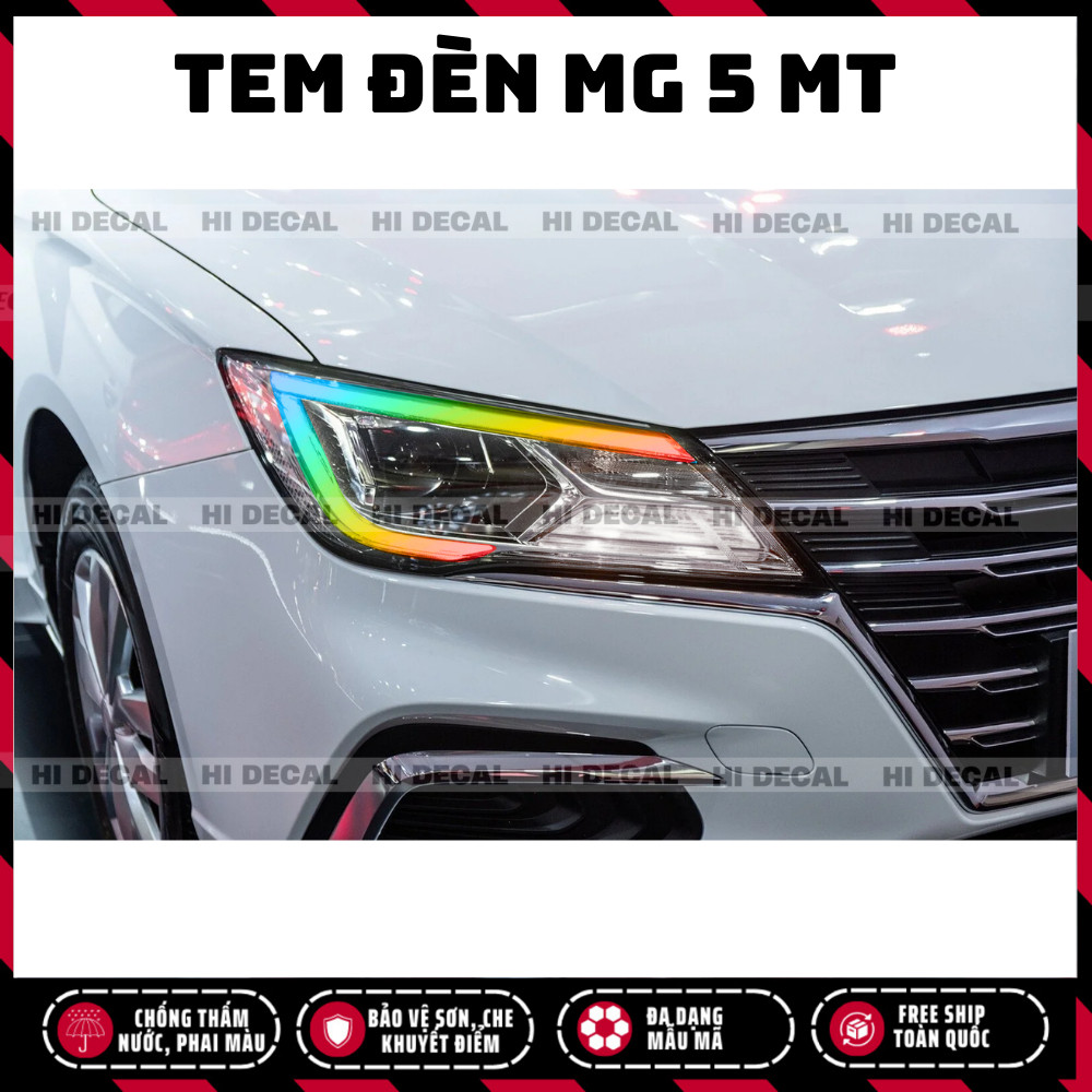 Decal đèn xe MG 5 MT, tem decal trang trí xe chống nước, bền màu, chịu nhiệt tốt Hi Decal