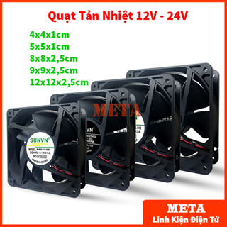 Quạt Tản Nhiệt 12V 24V 4x4 5x5 8x8 9x9 12x12cm, quạt làm mát 12V 24V dây có đầu jack, lưới bảo vệ quạt tản nhiệt