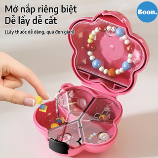 Hộp đựng thuốc hình hoa dễ thương Hộp thuốc mini Lưu trữ các vật dụng nhỏ nhiều ngăn Chống thấm nước và chống ẩm 