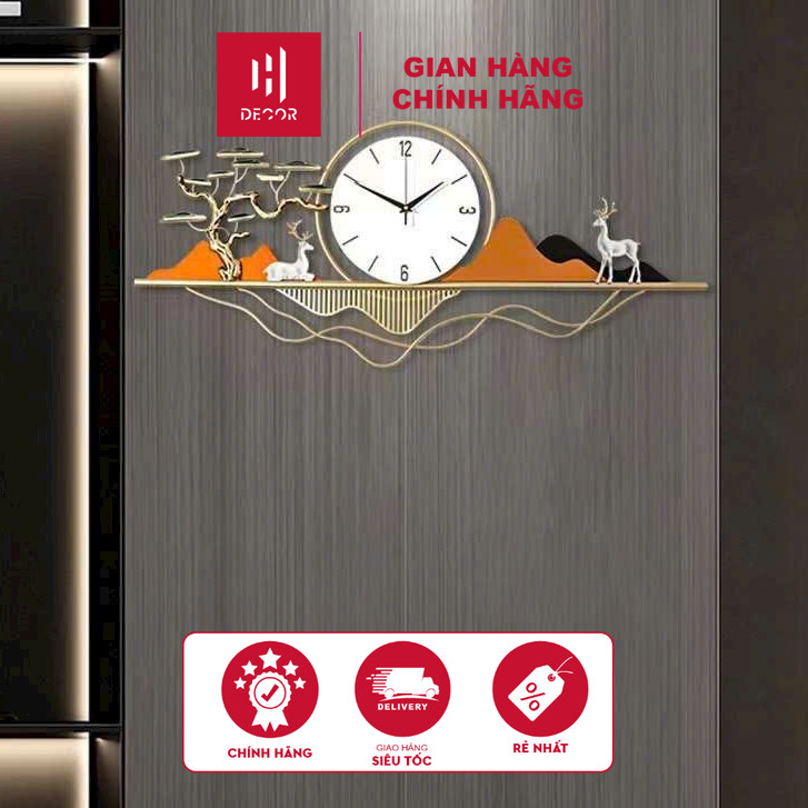 Đồng Hồ Trang Trí Hươu Tài Lộc – Decor Phòng Khách Đẹp, Quà Tặng Sang Trọng HDECOR