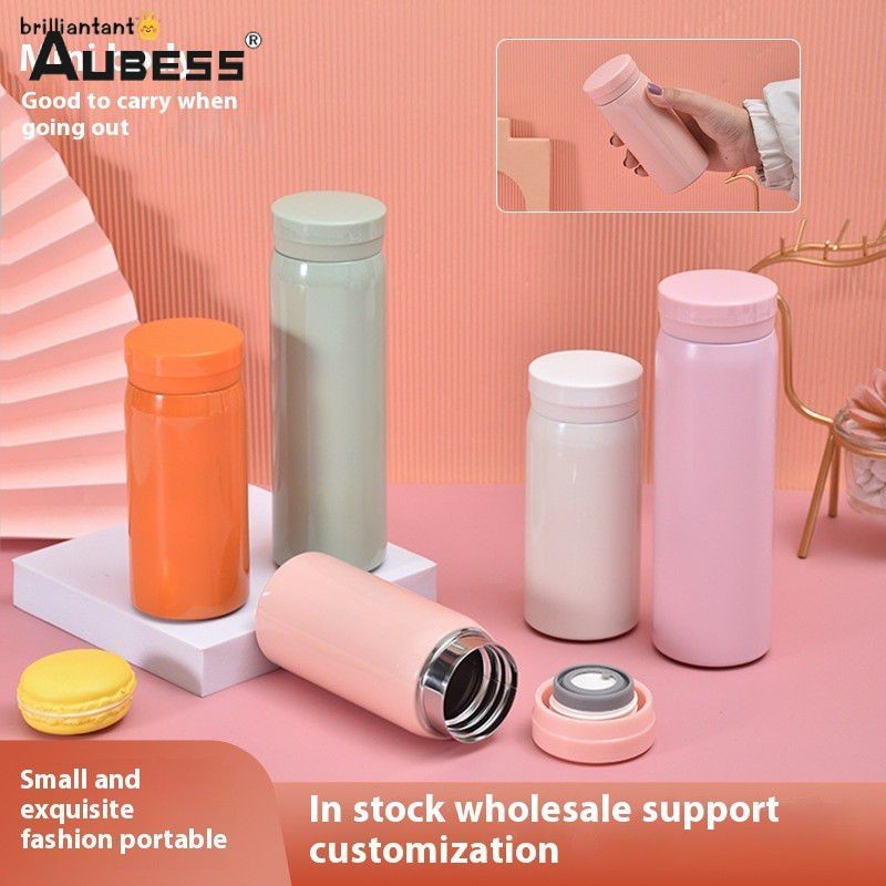 Bình giữ nhiệt Aubess 200ml/300ml Bình nước mini bằng thép không gỉ, cốc giữ nhiệt du lịch di động b