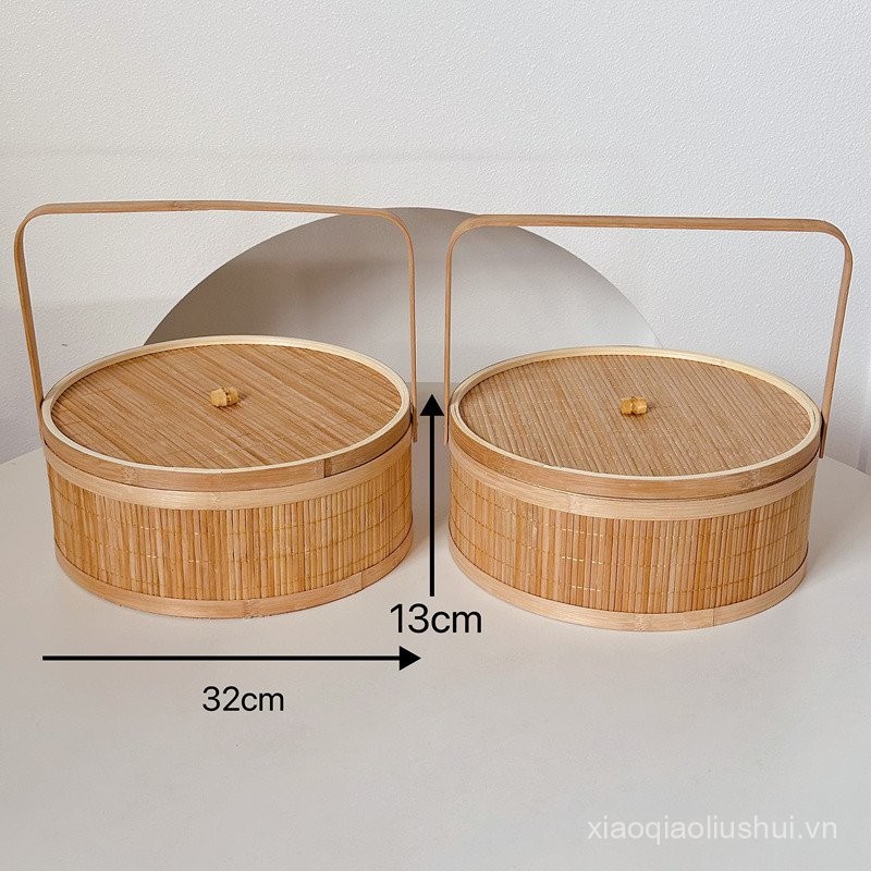 Round Basket Cabas Box Bamboo Basket Gift Box Mid-Autumn Festival Basket