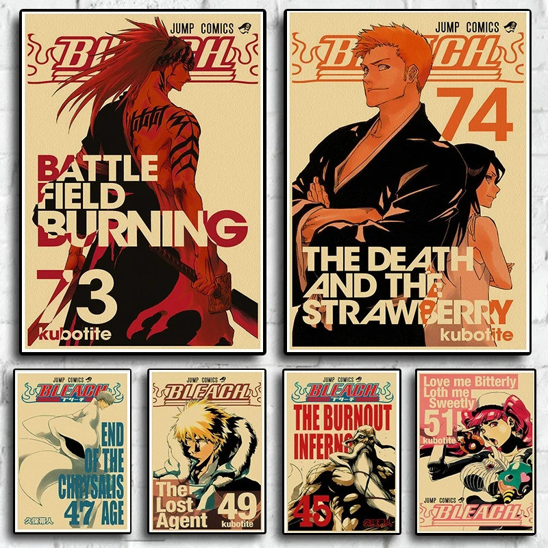 Anime Hình Bleach Poster Thẩm Mỹ Gigante Retro Manga Canvas Tranh Bức Tranh Tường Kawaii Trang Trí P