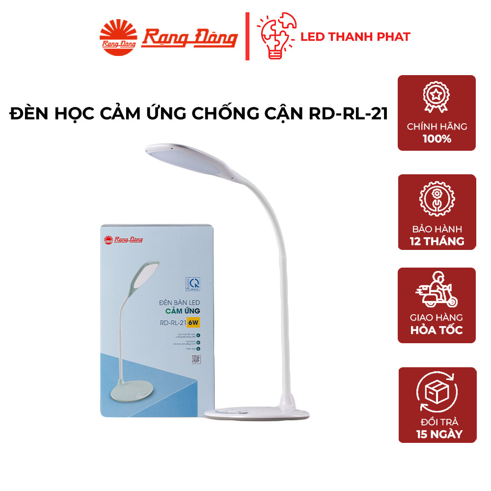 Đèn bàn LED cảm ứng 3 chế độ màu ánh sáng Rạng Đông - Model: RD-RL-21 8W