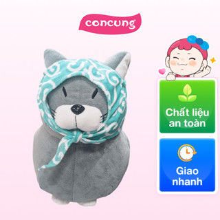 Thú bông mèo thần tài nhỏ khăn xanh (ép chân không)