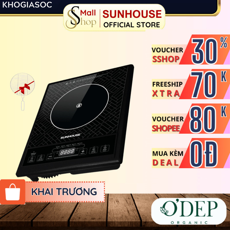 Bếp hồng ngoại cơ Sunhouse Chính hãng, Tặng vỉ nướng, Công suất 2000W - Phím bấm điện tử SHD6011 - SSHOP SHL