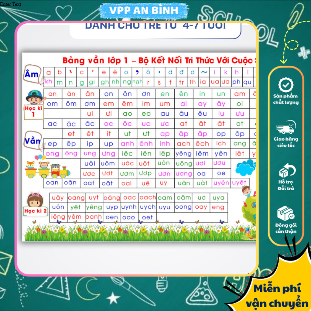 Bảng Âm Vần Bộ Kết Nối Tri Thức – Học Tập Tiếng Việt Lớp 1 Chuẩn Bộ Giáo Dục - Kích thước lớn 80x120