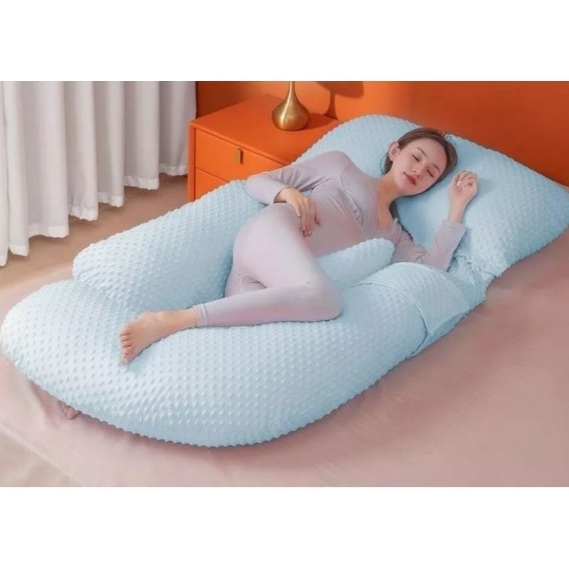 Gối chữ G cho bà bầu vải hạt nhung mát xa 3D cao cấp tháo dời tiện dụng