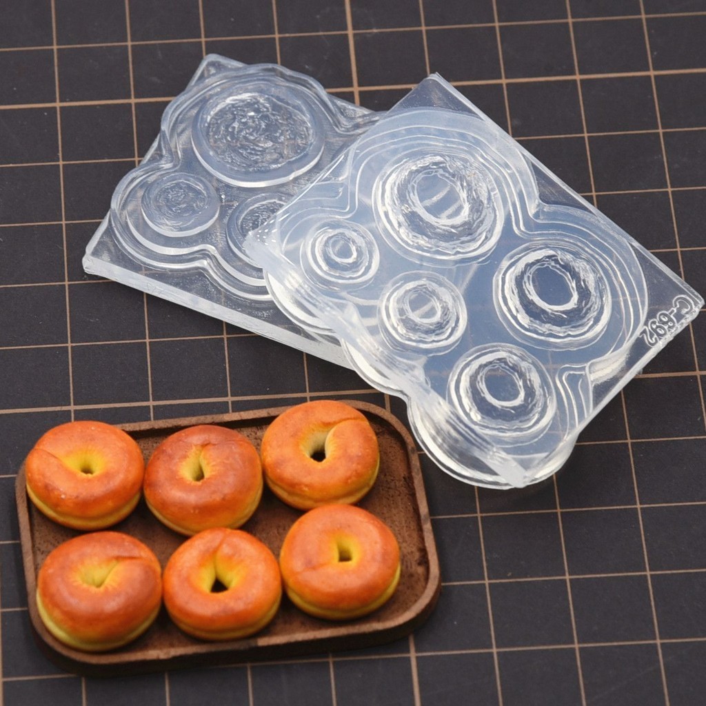 Thu Nhỏ Mini Siêu Nhẹ Đất Sét Kẹo Đồ Chơi Bagel Bánh Mì Tự Làm Khuôn Silicon Bánh Mì Nướng Handmade 