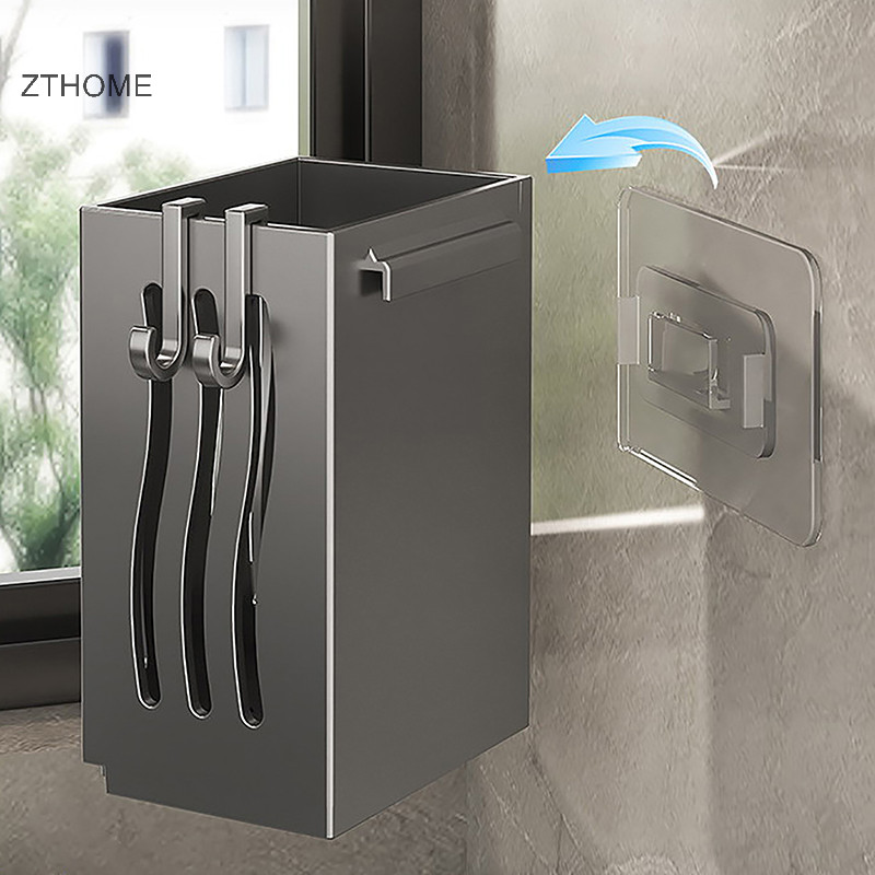 Zthome 1 Miếng Dụng Cụ Nhà Bếp Giá Đỡ Chop Thoát Nước, Hộp Bảo Quản Dao Kéo Treo Tường Hoặc Độc Lập, Nhựa HOT