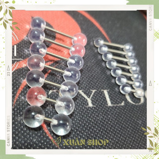Số lượng 01 khuyên chùy thân inox đầu bi nhựa
