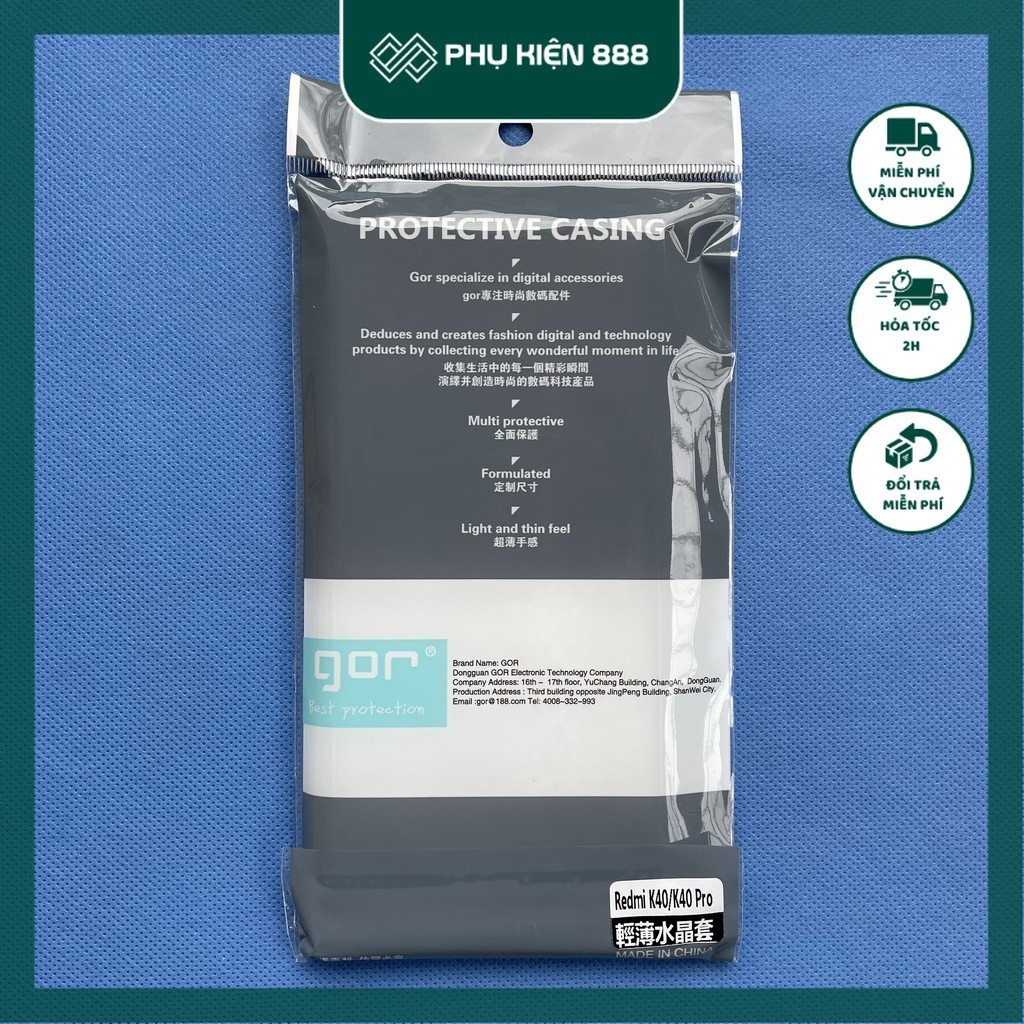 Ốp lưng silicon Gor cho Xiaomi Redmi K40, K40 Pro, K40 Pro Plus (K40 Pro+) siêu mỏng, có gờ bảo vệ c