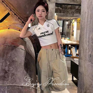 Enjoy Freedom Áo thun ngắn tay màu trắng nữ thể thao chữ hot girl thon gọn xu hướng hàng đầu