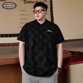 Xxl-8xl Phiên Bản Hàn Quốc Kẻ Sọc Áo Sơ Mi Polo Nam Plus Size Áo Sơ Mi Rời Tay Ngắn Oversize Top