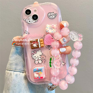 Tương thích cho IPhone 11 12 13 14 15 Pro Max X Xr Xs Max 7 8 6 6s Plus SE2020 Phim hoạt hình Mèo con dễ thương + Dây buộc Vỏ điện thoại silicon trong suốt Vỏ mềm chống rơi