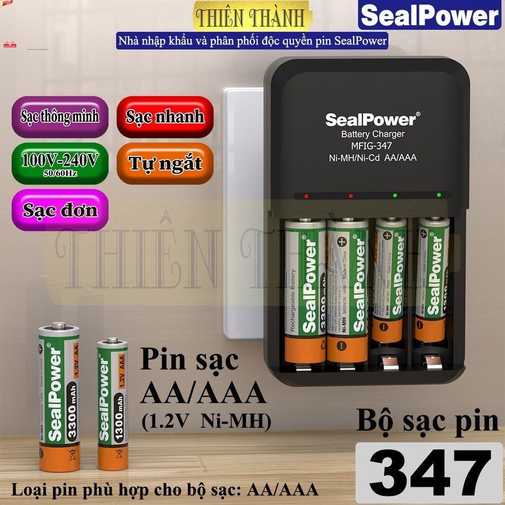 Bộ sạc thông minh SealPower MFIG-347 dùng pin sạc AA3300mAh,AAA1300mAh,pin sạc 1.2V,pin sạc SealPowe