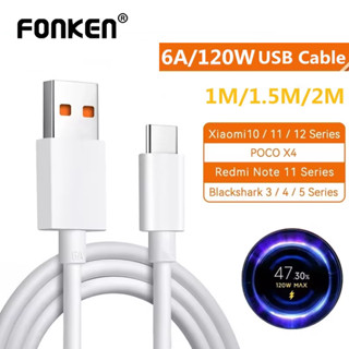 Fonken 120W Turbo Cáp Sạc USB Loại C 6A Dây Dữ Liệu Charing Nhanh Cho Xiaomi Mi 13 12 Pro Redmi Note 11 12 Realme POCO