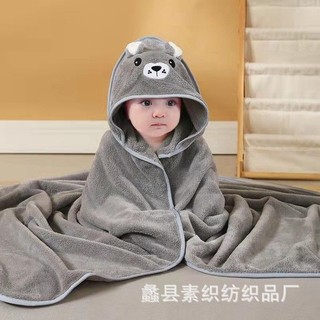 Khăn choàng tắm có nón trùm đầu hình thú đáng yêu cho bé 80x80cm