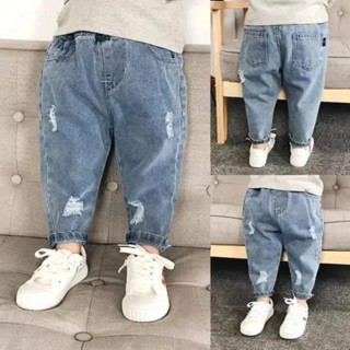  Bé Trai Quần Jean Trẻ Em Denim Rách Quần Jean Trẻ Em Quần Tập Đi Bé Gái Mùa Thu Quần Áo 2 3 4 5 Tuổi Bé Hậu Cung Quần Baggy Jeans 