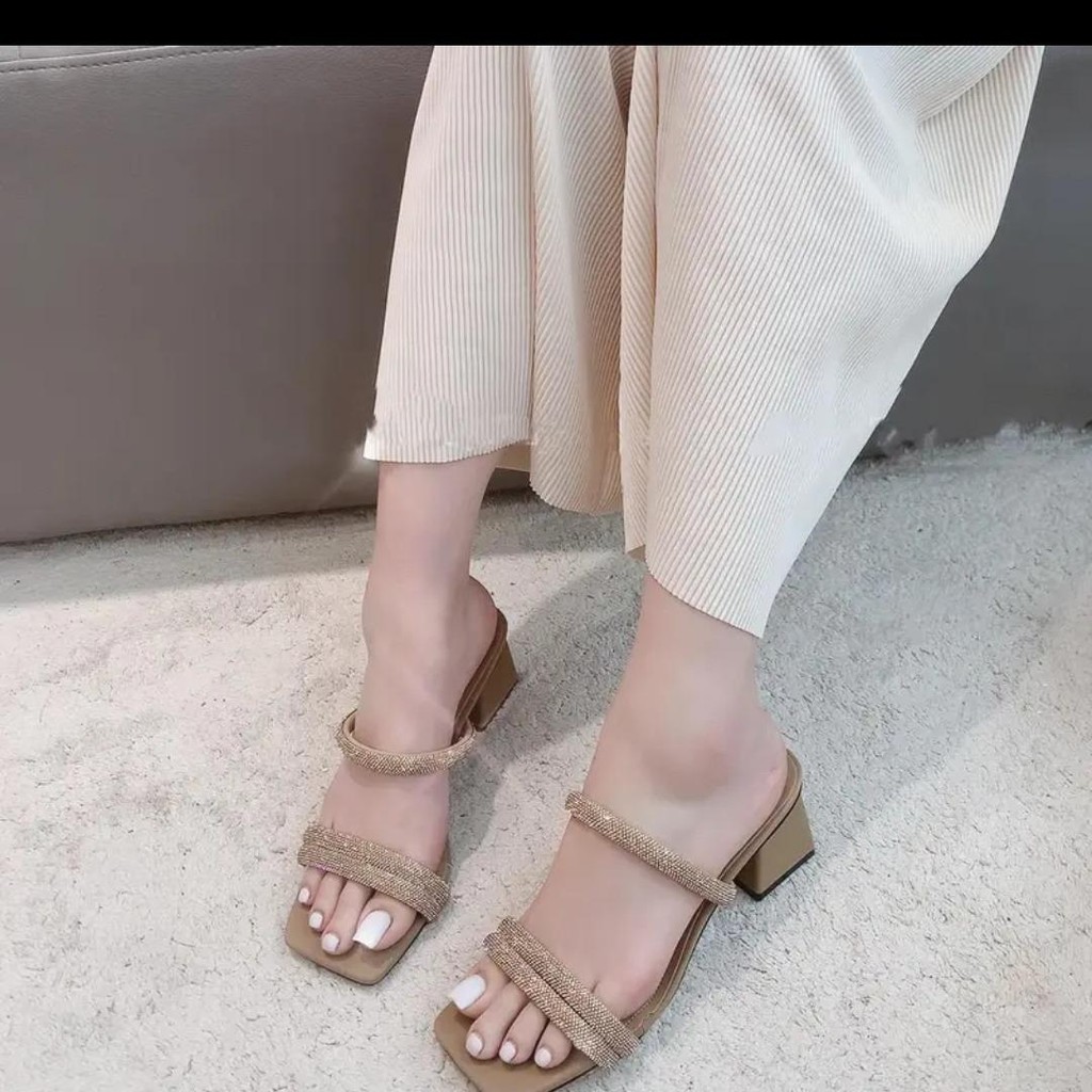 Dép Nữ Cao Gót 7cm Ngọc Trinh Store Si Lụa Bling Vân Si Kim Tuyến _ Mã 043_ L2A. | BigBuy360 - bigbuy360.vn