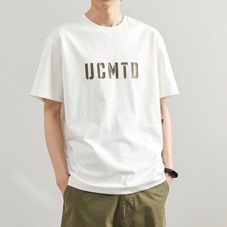 Áo thun Cotton ngắn tay nguyên chất nam mùa hè phong cách Hồng Kông mặc đường phố phong cách Mỹ Áo thun nặng thanh niên All-Ma