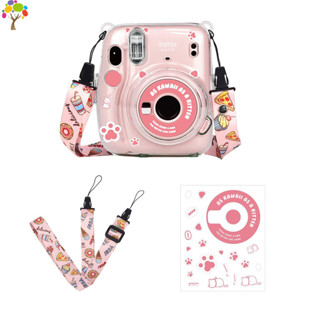 Ốp Lưng Camera Có Túi Máy Ảnh Gói Cho Fujifilm Instax Mini 11 Camera Tức Thì Trong Suốt Có Giá Đỡ Phim Trang Trí Miếng Dán Da Có Thể Điều Chỉnh Dây Đeo Vai Phụ Kiện STM