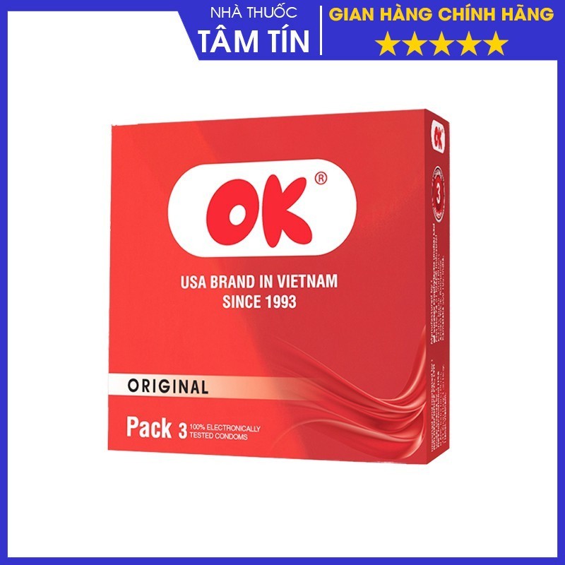 Bao cao su Ok đỏ Deluxe ( 1 hộp/3 cái )