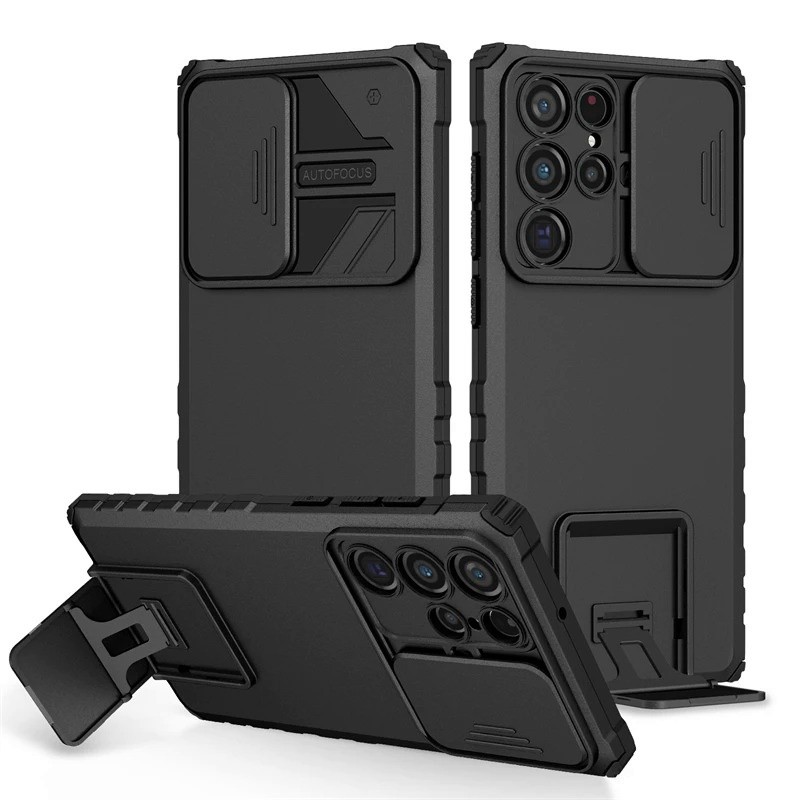 Ốp điện thoại chống sốc giáp cho Samsung Galaxy s24fe S24 S23 S22 S21 Ultra Plus S23 S21 S20 FE nắp lưng cứng có thể điều chỉnh chân đế bảo vệ máy ảnh