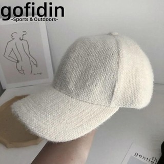  Mũ bóng chày GOFIDIN Mũ ấm áp màu trắng đen màu trơn Lông thỏ giả có thể điều chỉnh Mũ che nắng sang trọng dành cho nữ 