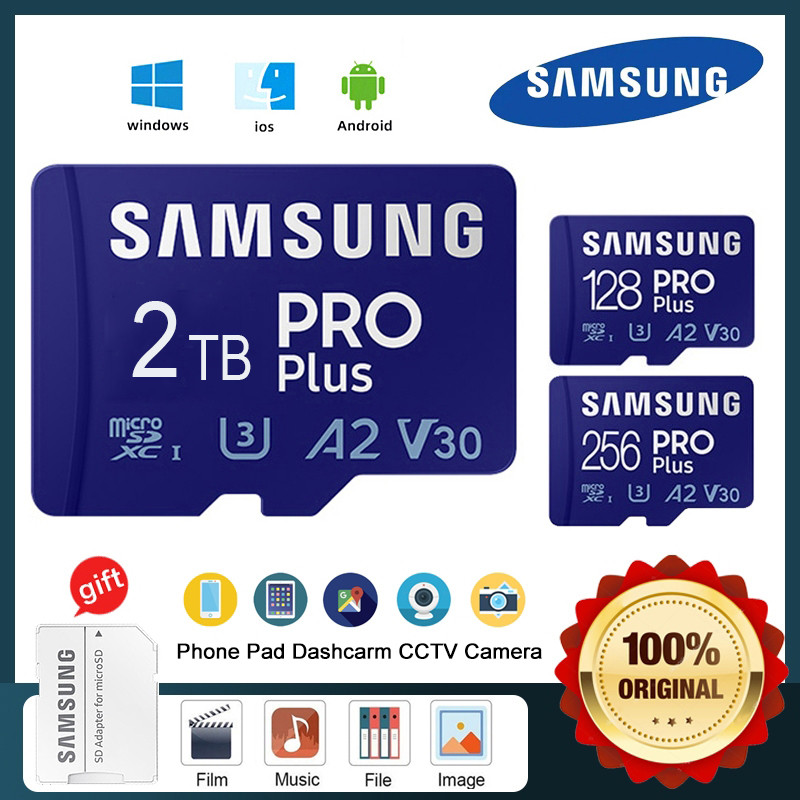 Thẻ Nhớ SAMSUNG PROPlus Thẻ MicroSD 2TB 1TB 512GB Thẻ Flash TF U3 A2 V30 4K UHS-I Cho Điện Thoại / Camera / Cam Hành Động / Drone
