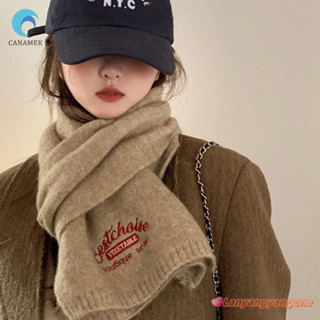 Canamek Mùa Đông Ấm Khăn Cho Nữ Thời Trang Chữ Dệt Kim Len Sợi Khăn Cổ Giảm Thanh Nữ Khăn Choàng Cổ Quấn Mới