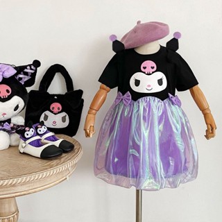 Pinpoo Trẻ Em Bé Gái Đầm Kuromi Mùa Hè Đen Tutu Đầm Công Chúa Cho Bé Gái Tay Ngắn Trẻ Em Đầm 
