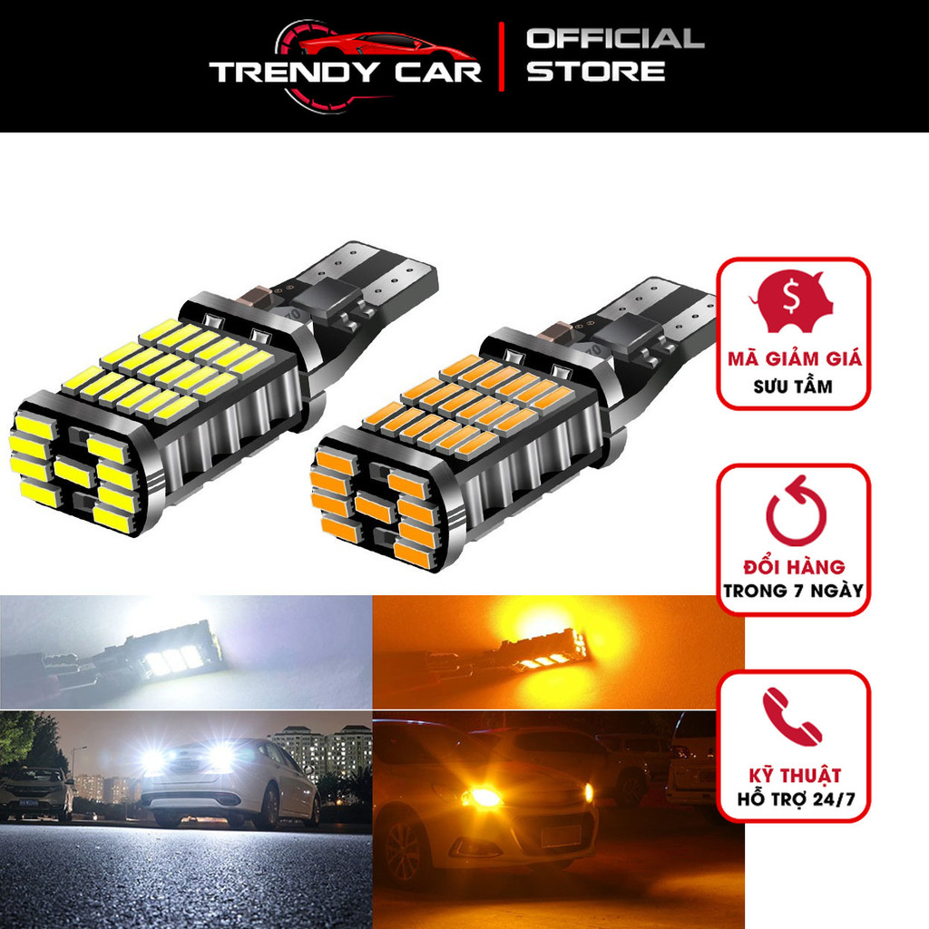 Đèn LED xi nhan ô tô T15 Bóng Đèn LED Lùi Xe Siêu Sáng T15 W16W 921 45 SMD 4014  cho ô-tô